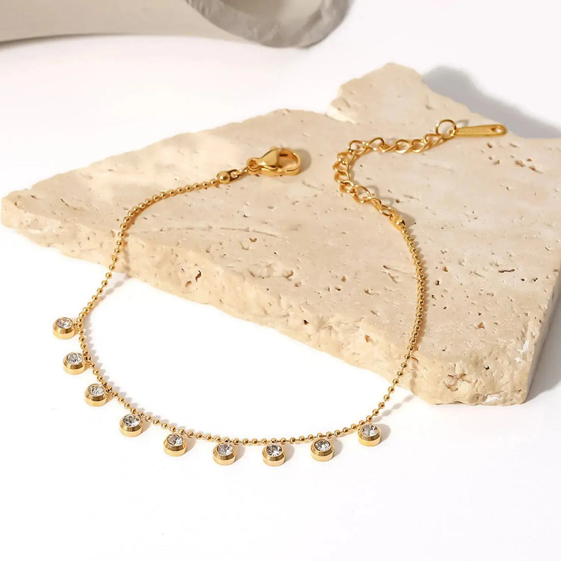 Lovcia Zircon 18K Gold-Plated Stainless Steel Bracelet-Bracelets-Gold-One Size-Gold