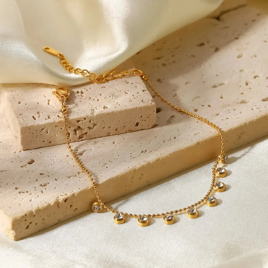 Lovcia Zircon 18K Gold-Plated Stainless Steel Bracelet-Bracelets-Gold-One Size-Gold