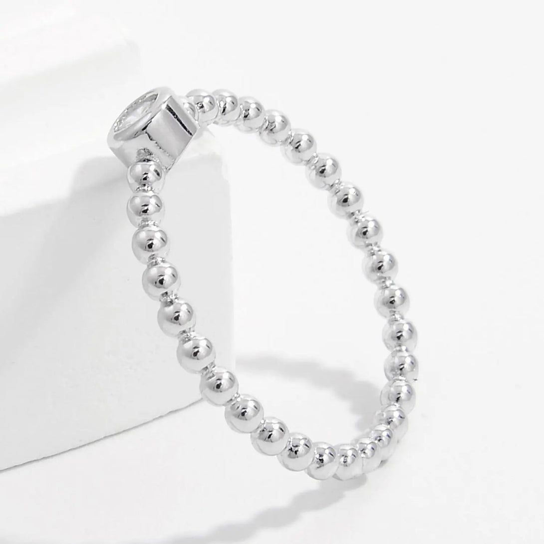 Lovcia Zircon 925 Sterling Silver Bead Ring-Rings-Silver-6-Silver