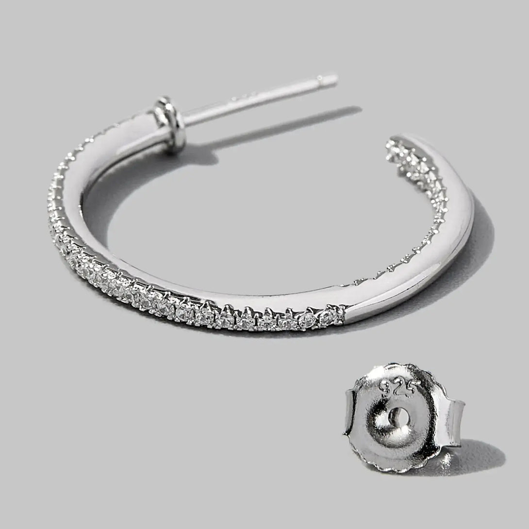 Lovcia Zircon 925 Sterling Silver C-Hoop Earrings-Earrings-Silver-One Size-Silver