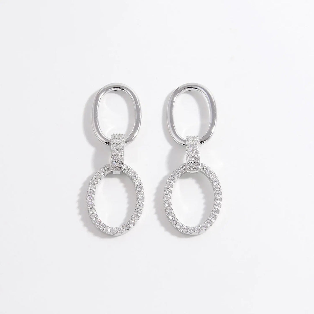 Lovcia Zircon 925 Sterling Silver Dangle Earrings-Earrings-Silver-One Size-Silver