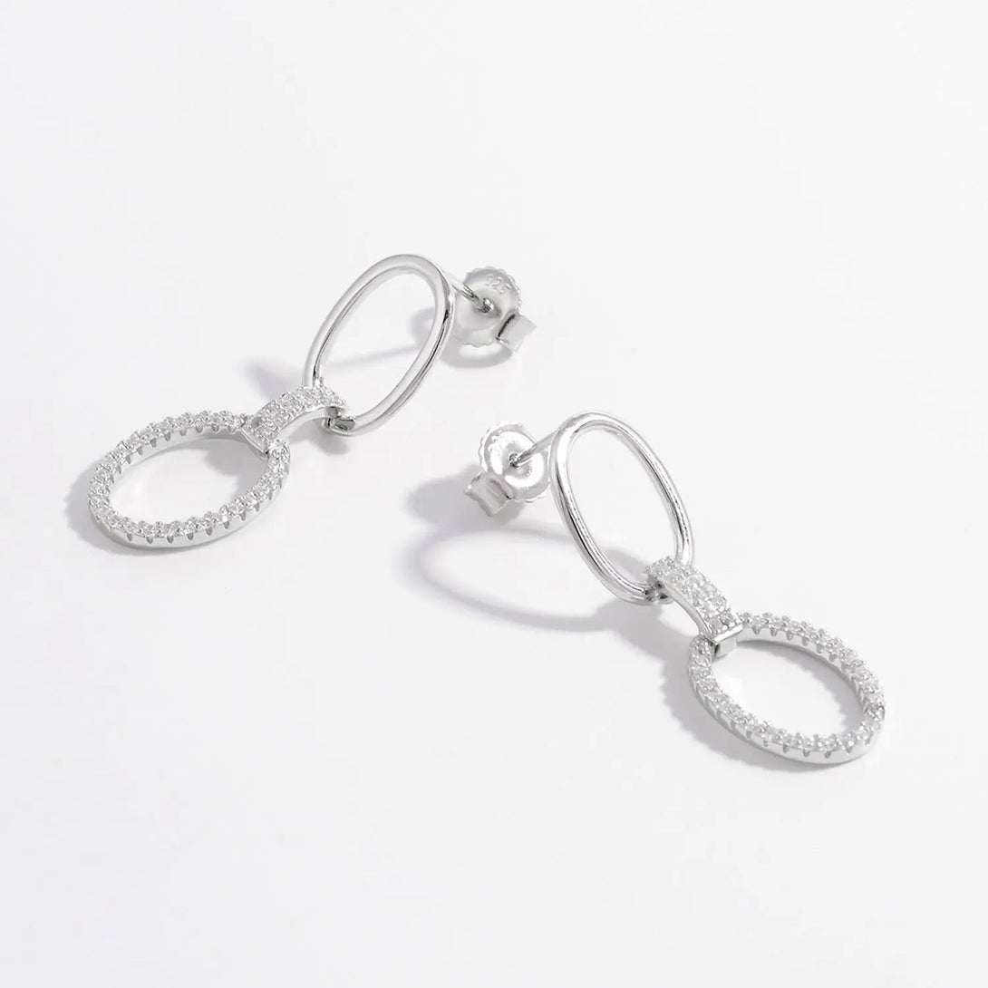 Lovcia Zircon 925 Sterling Silver Dangle Earrings-Earrings-Silver-One Size-Silver