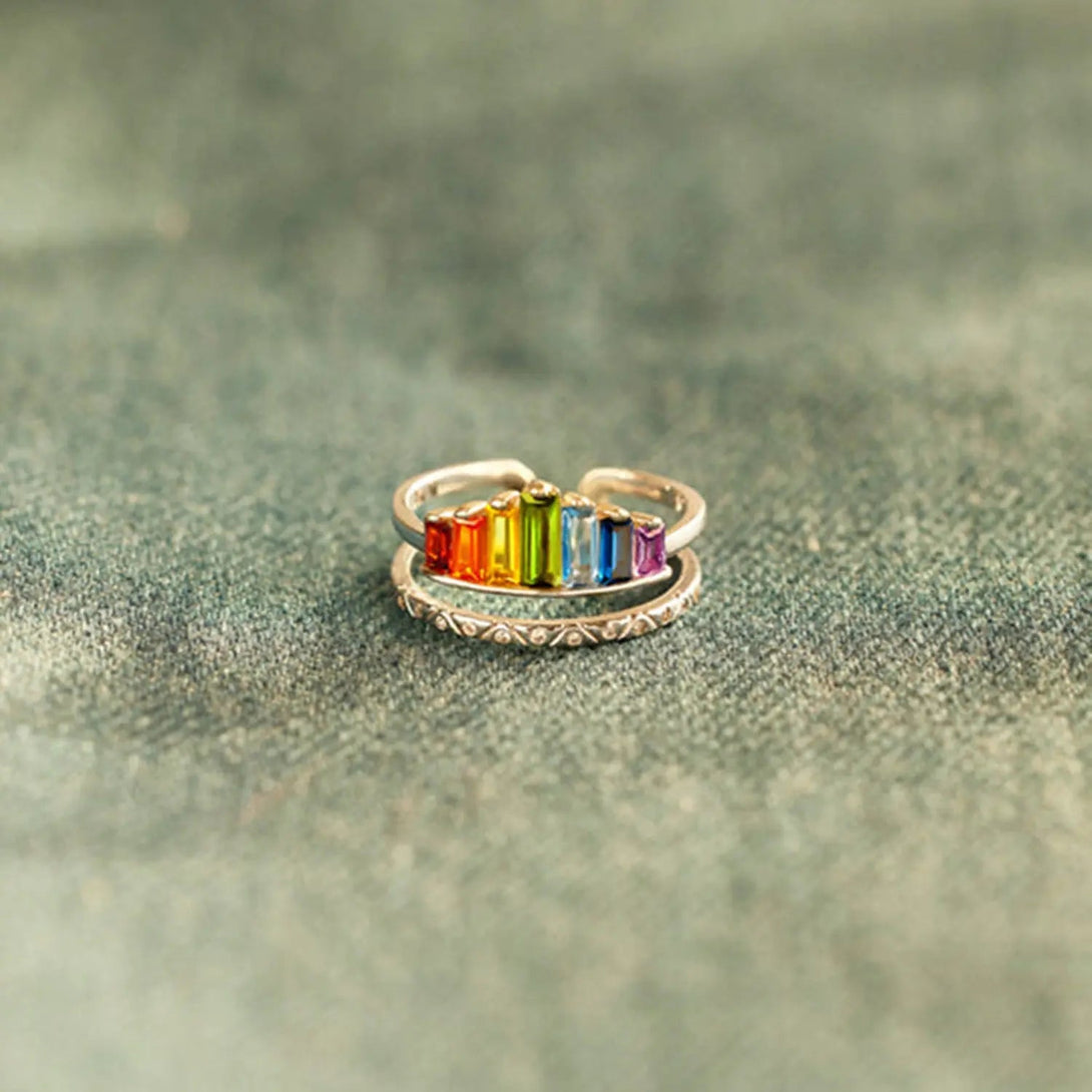 Lovcia Zircon 925 Sterling Silver Double-Layered Ring-Rings-Rose Gold-7-Rose Gold