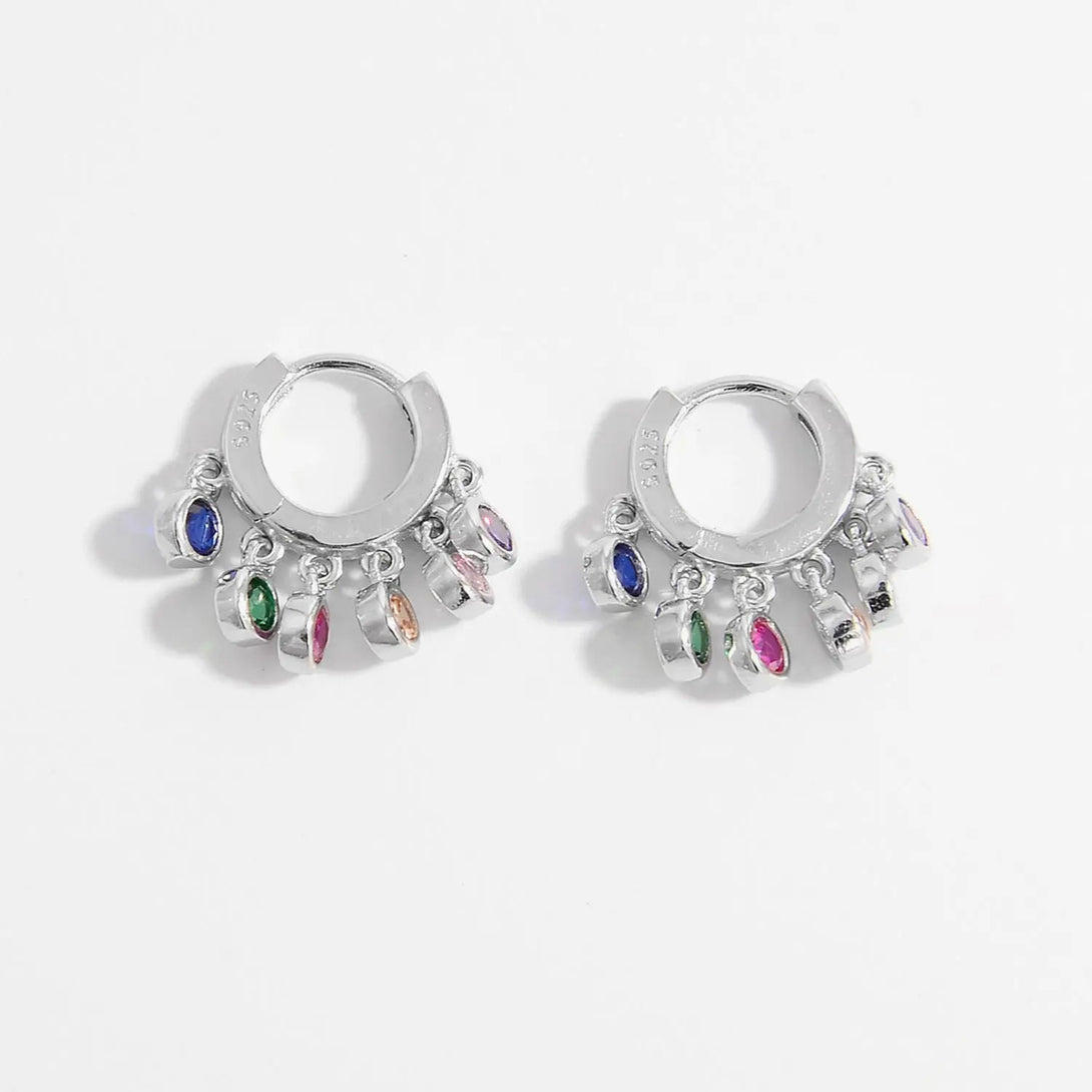Lovcia Zircon 925 Sterling Silver Huggie Earrings-Earrings-Silver-One Size-Silver