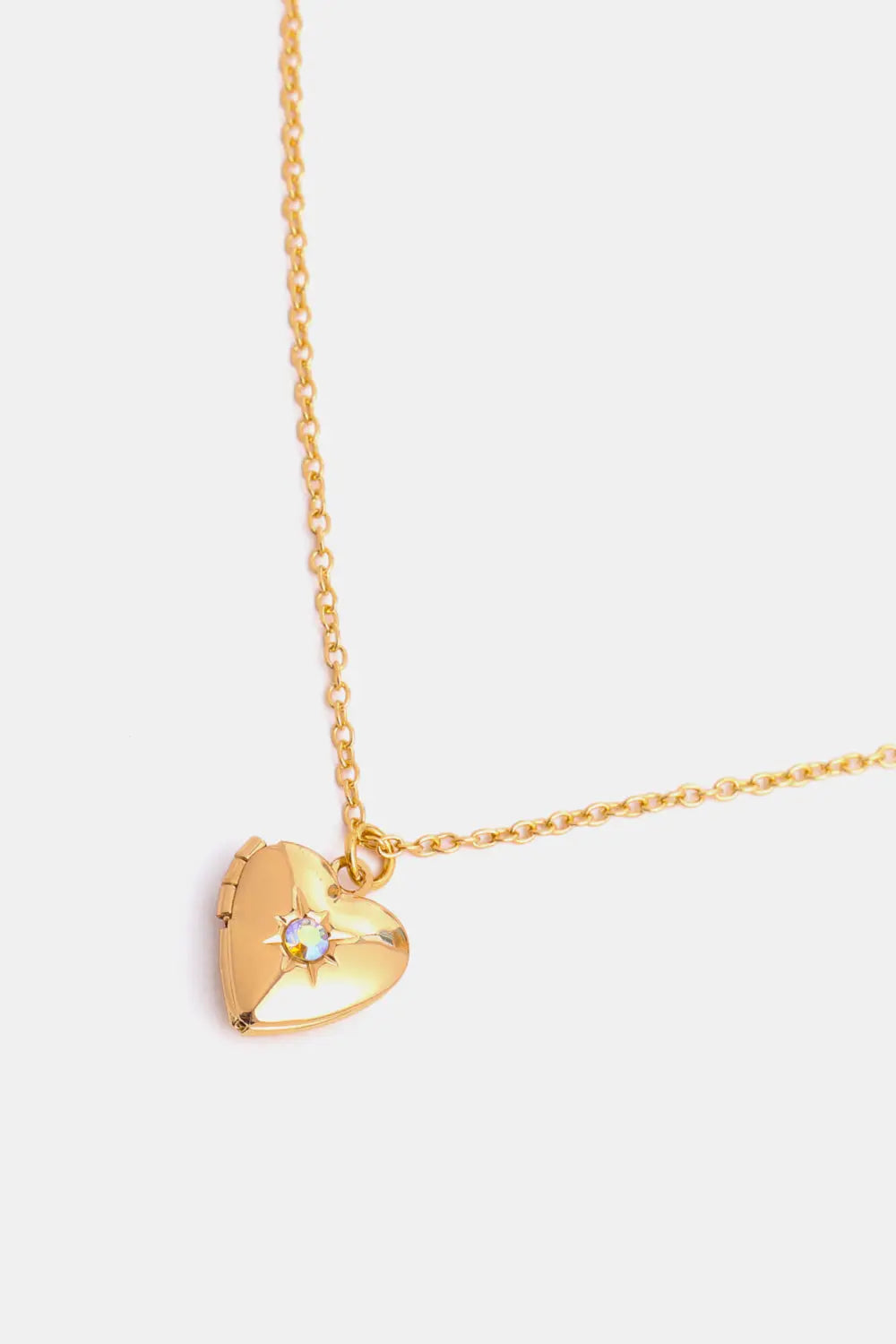 Lovcia Zircon Heart Shape 14K Gold-Plated Pendant Necklace-Necklaces-January-One Size-January