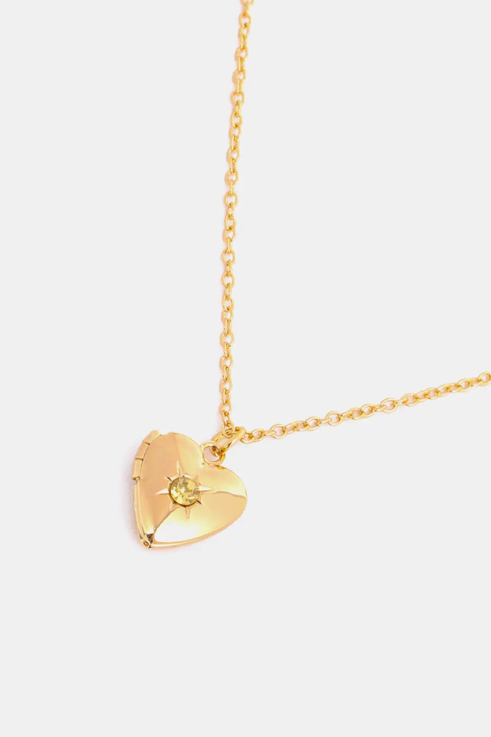 Lovcia Zircon Heart Shape 14K Gold-Plated Pendant Necklace-Necklaces-January-One Size-January