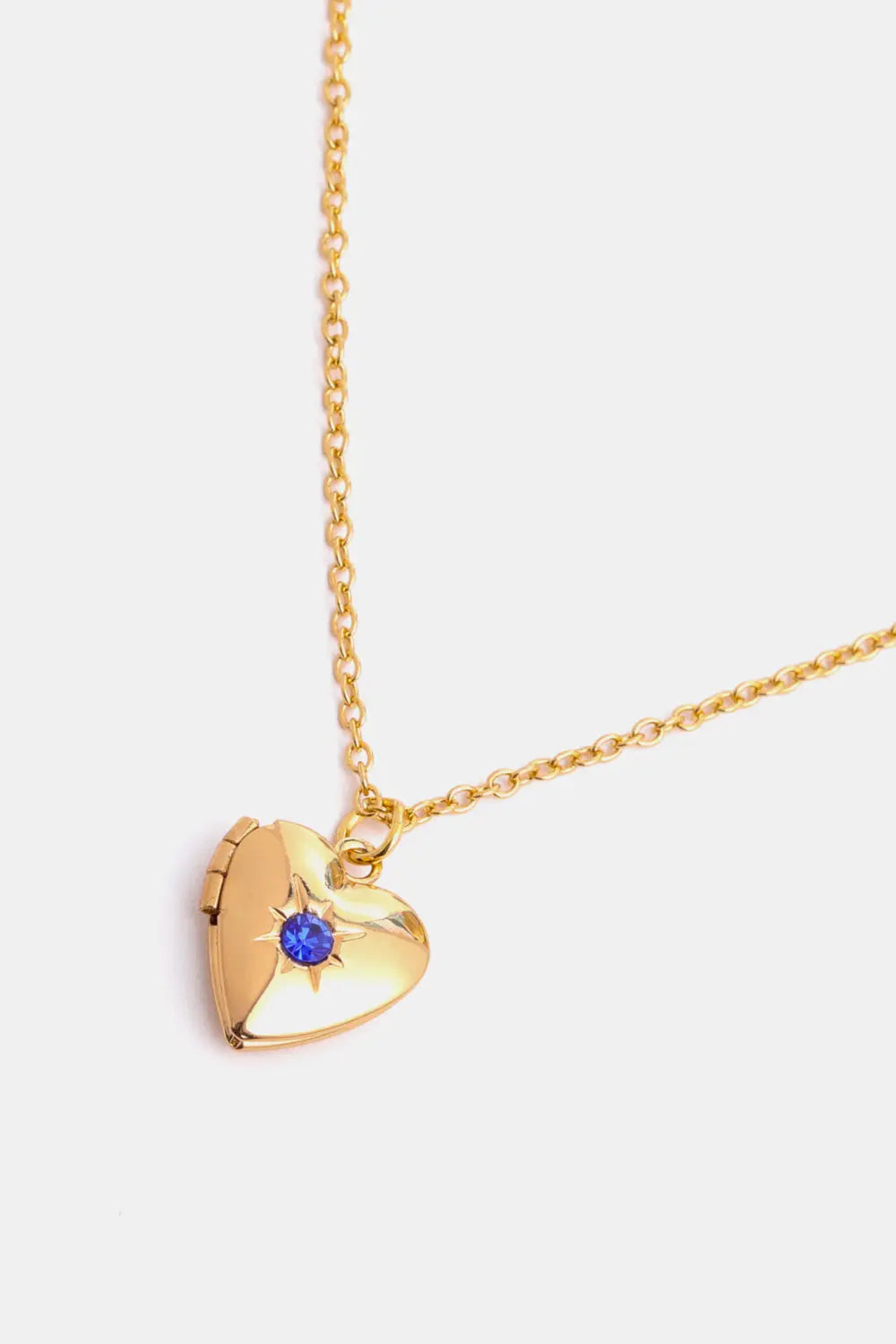Lovcia Zircon Heart Shape 14K Gold-Plated Pendant Necklace-Necklaces-January-One Size-January