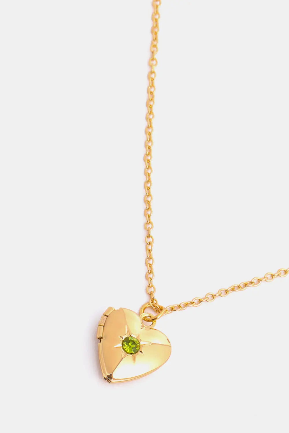 Lovcia Zircon Heart Shape 14K Gold-Plated Pendant Necklace-Necklaces-January-One Size-January