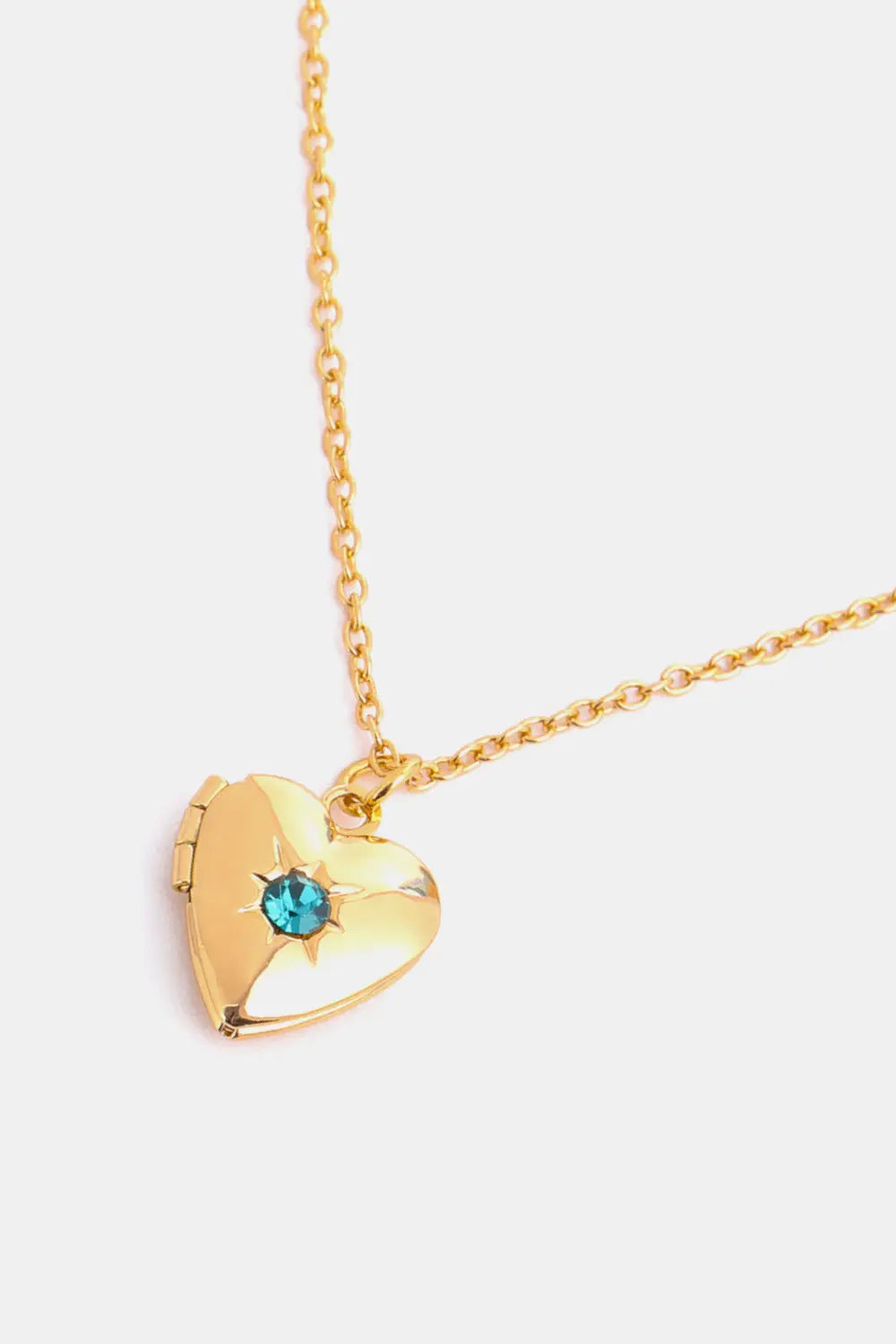 Lovcia Zircon Heart Shape 14K Gold-Plated Pendant Necklace-Necklaces-January-One Size-January