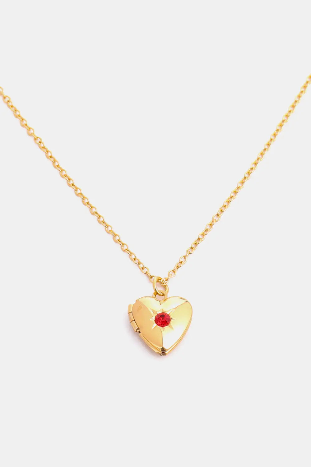 Lovcia Zircon Heart Shape 14K Gold-Plated Pendant Necklace-Necklaces-January-One Size-January