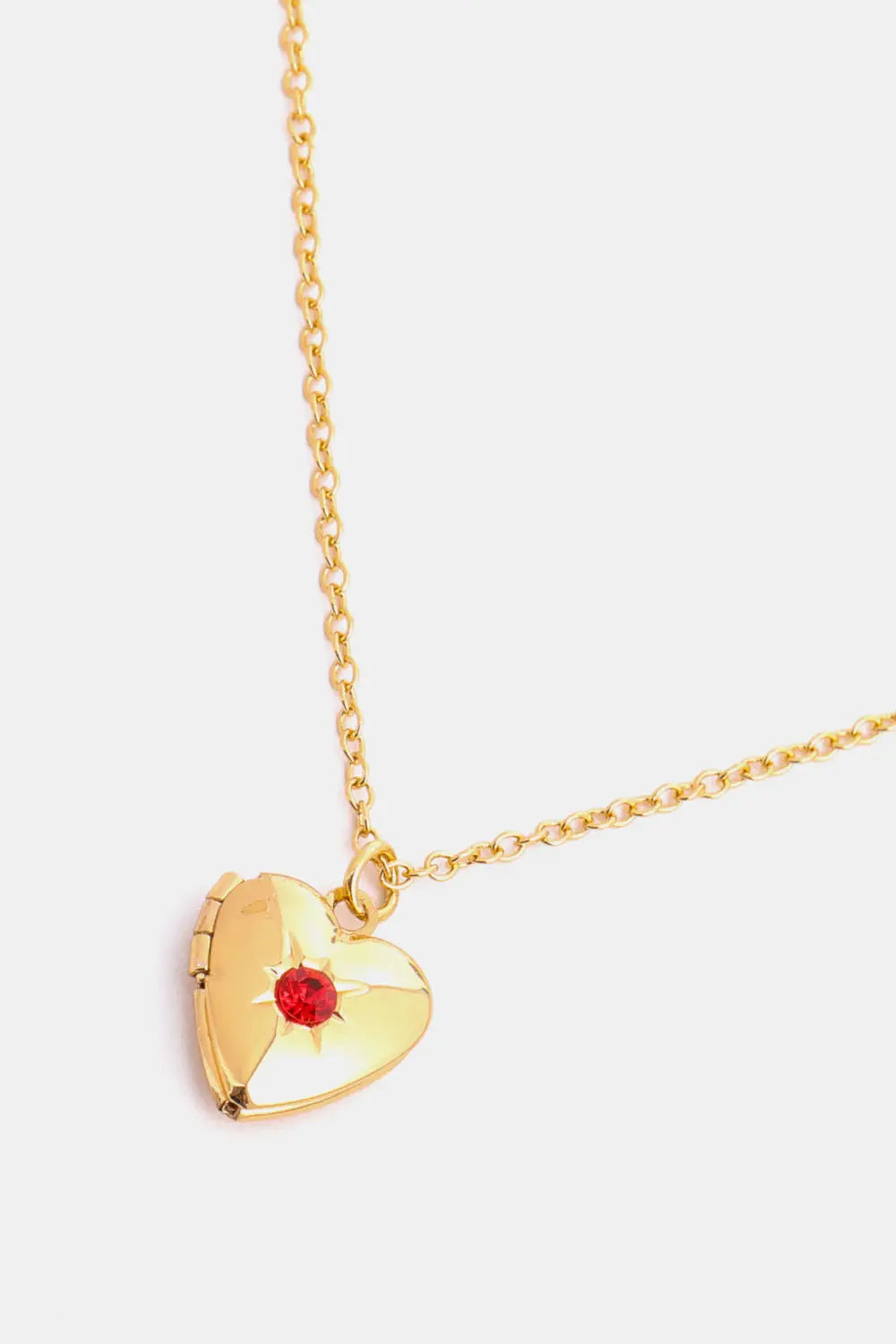 Lovcia Zircon Heart Shape 14K Gold-Plated Pendant Necklace-Necklaces-January-One Size-January