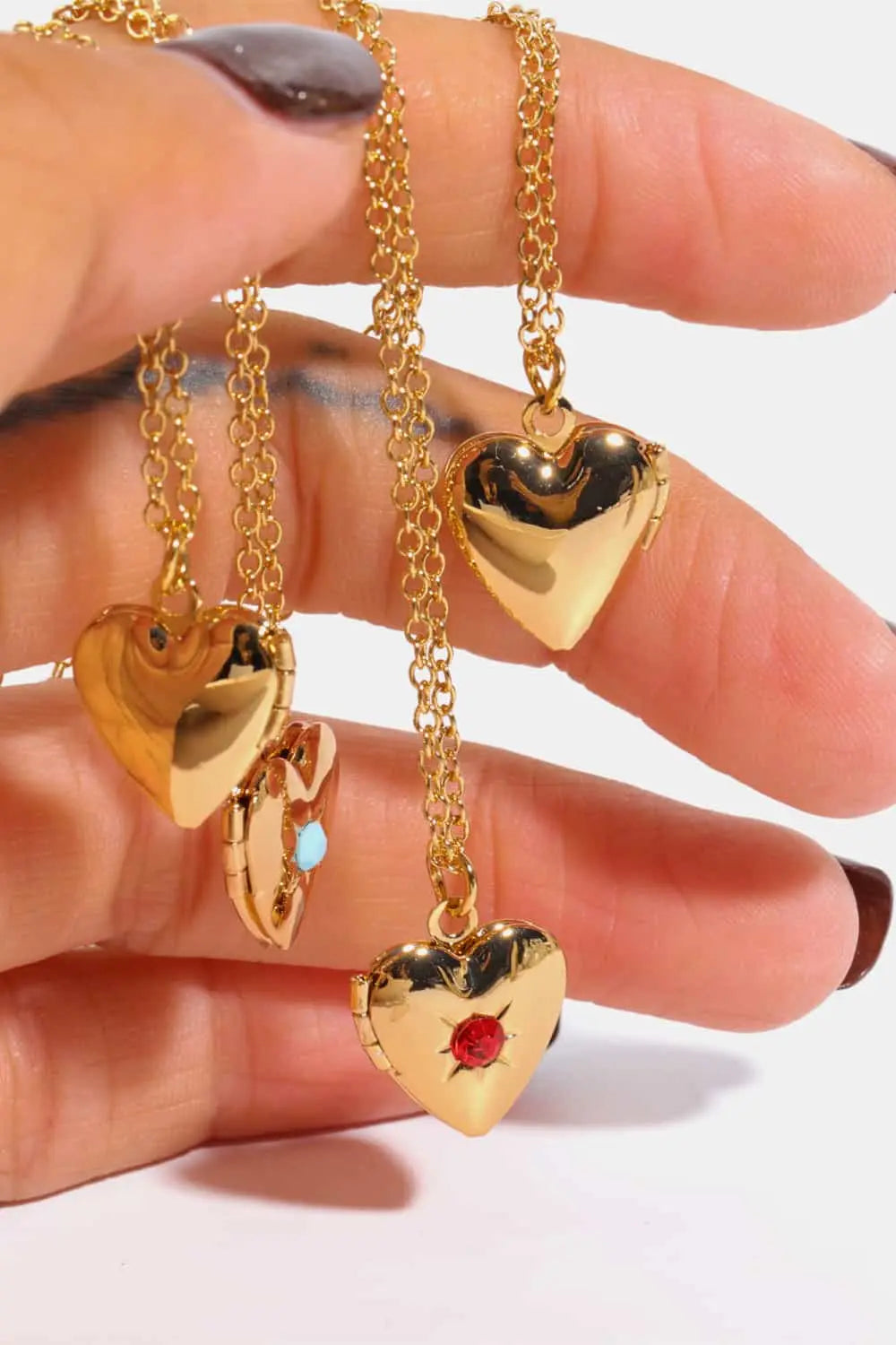 Lovcia Zircon Heart Shape 14K Gold-Plated Pendant Necklace-Necklaces-January-One Size-January