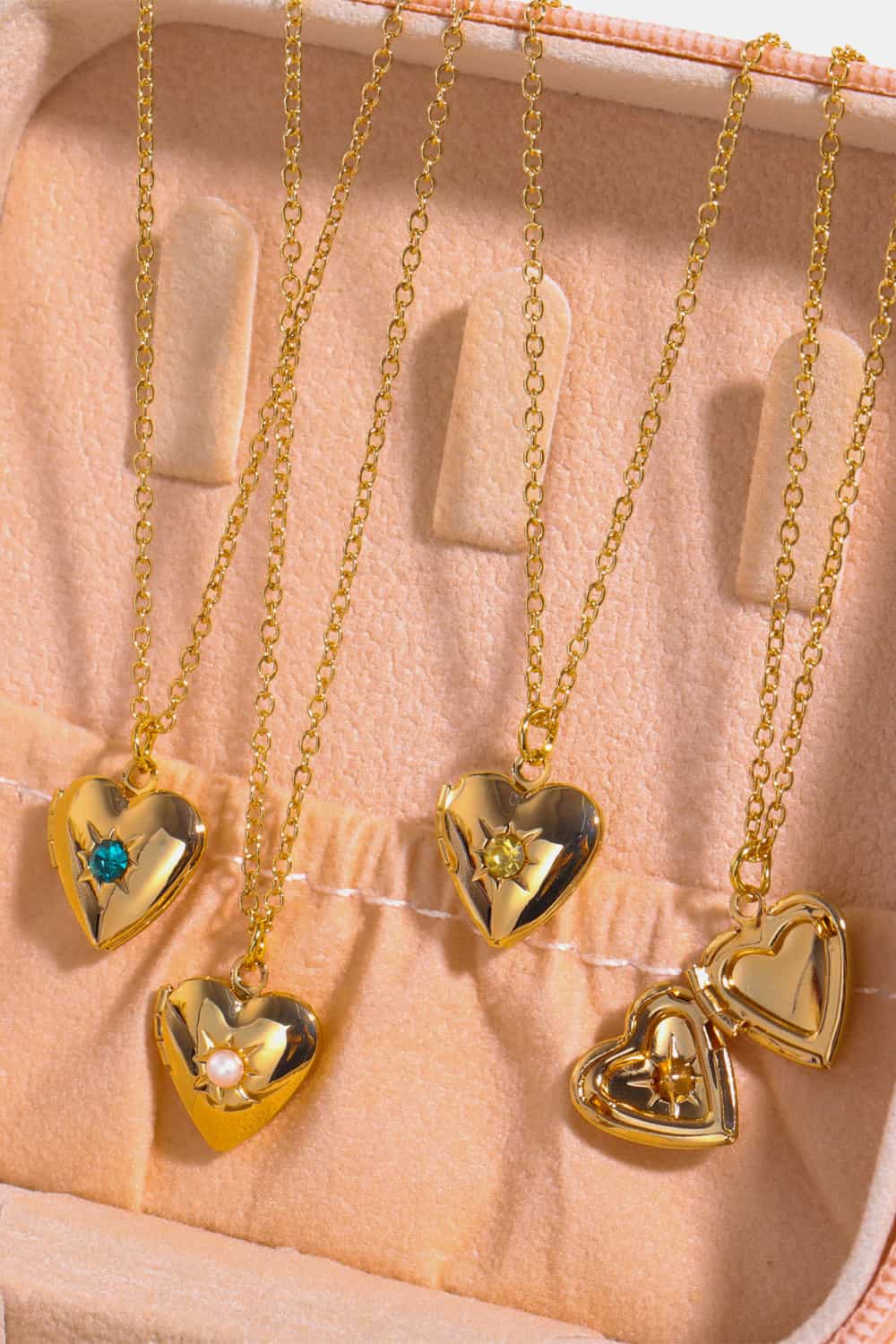 Lovcia Zircon Heart Shape 14K Gold-Plated Pendant Necklace-Necklaces-January-One Size-January