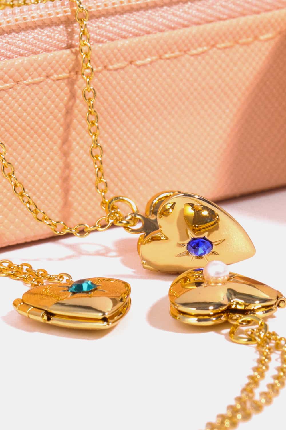 Lovcia Zircon Heart Shape 14K Gold-Plated Pendant Necklace-Necklaces-January-One Size-January