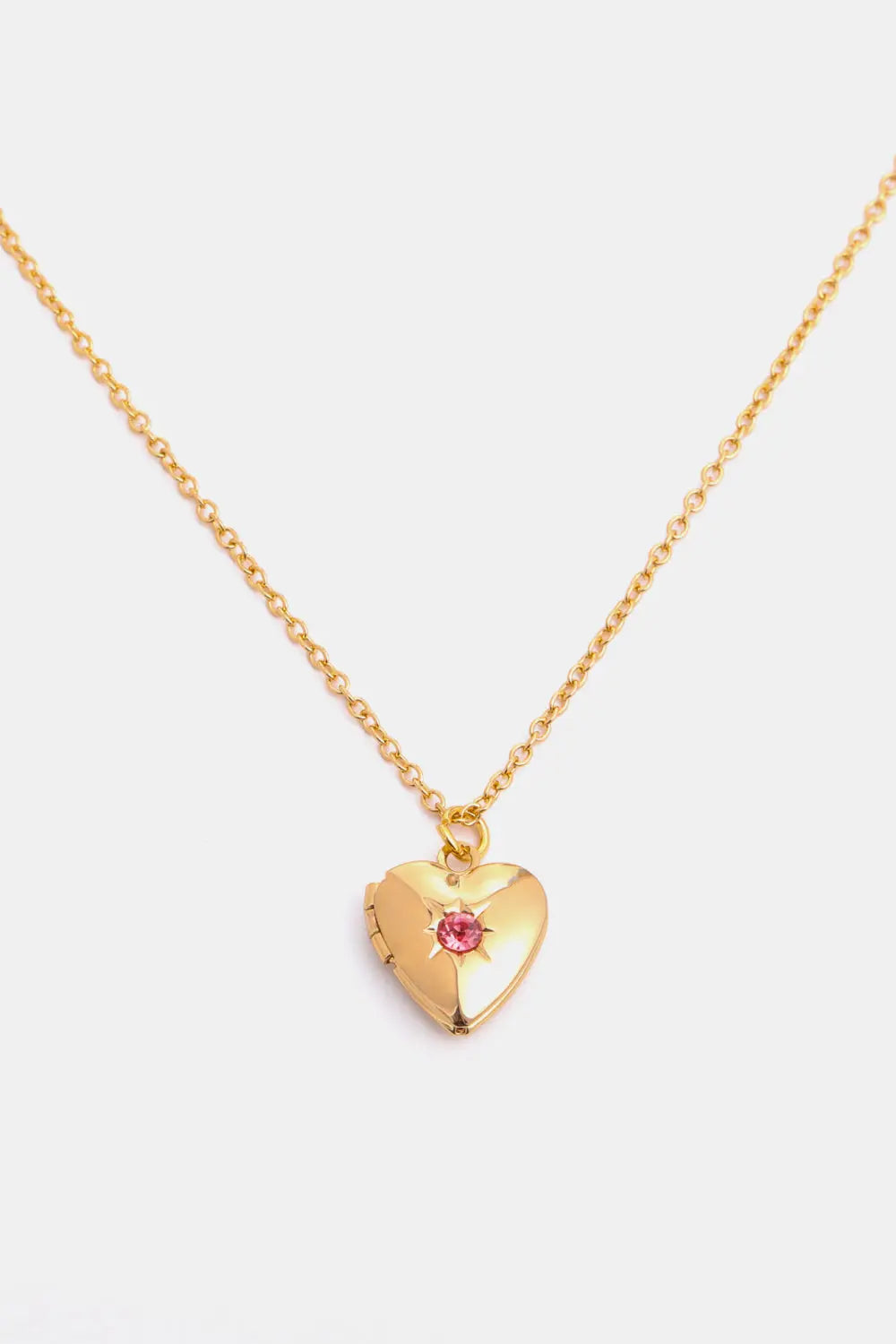 Lovcia Zircon Heart Shape 14K Gold-Plated Pendant Necklace-Necklaces-July-One Size-July