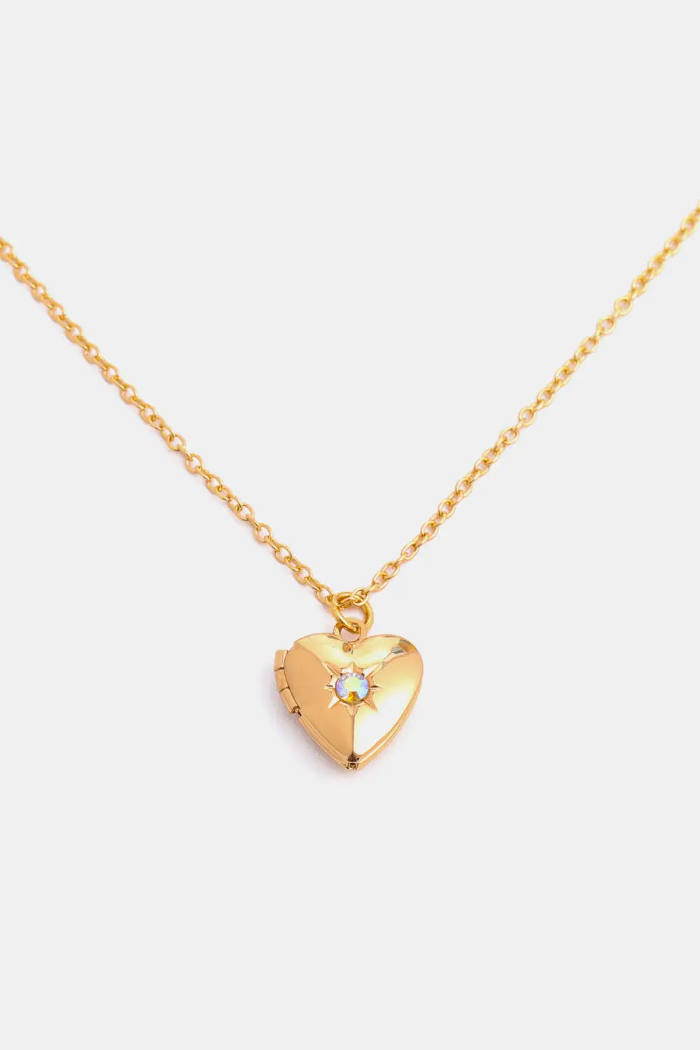 Lovcia Zircon Heart Shape 14K Gold-Plated Pendant Necklace-Necklaces-October-One Size-October