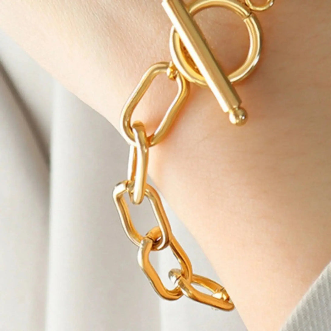 Lovcia Zircon Titanium Steel Closure Bracelet-Bracelets-Gold-One Size-Gold