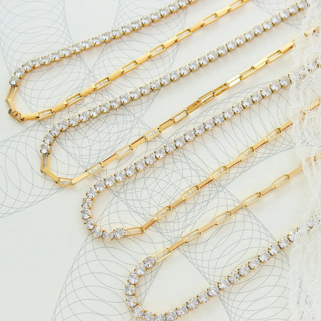 Lovcia Zircon Titanium Steel Necklace-Necklaces-Gold-One Size-Gold