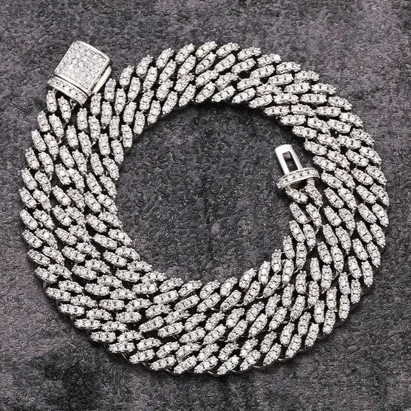 Lovcia Zirconia Cascade Sterling Silver Men's Hip-Hop Style Statement Necklace-Necklaces-Silver-20inch-Silver