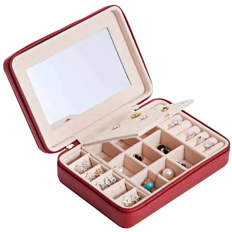 Lovcia® Elegant Harmony Multifunctional Jewellery Storage Box for Earrings and Rings-Jewelry Storage Box-Red-A-Red