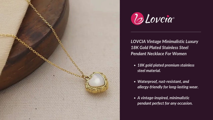 Shop LOVCIA Vintage Minimalistic Luxury 18K Gold Plated Stainless Steel Pendant Necklace For Women