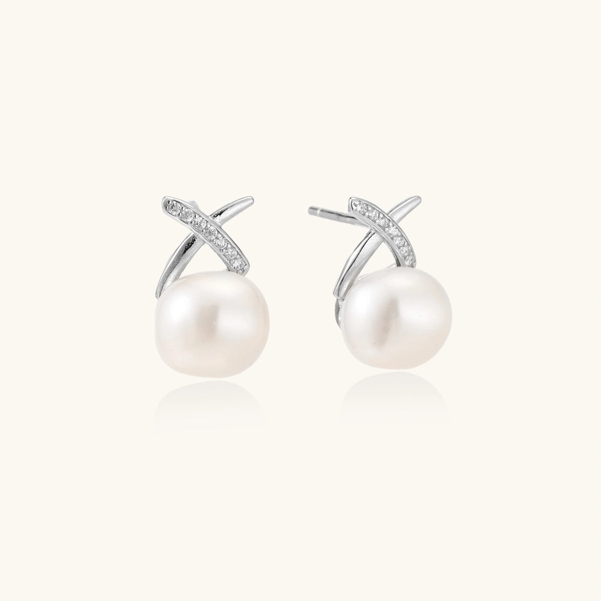 Signature Cross Pearl Earrings | Lovcia