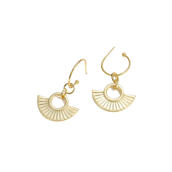 Lovcia 925 Silver Fan Shaped Earring Gold Plated Single