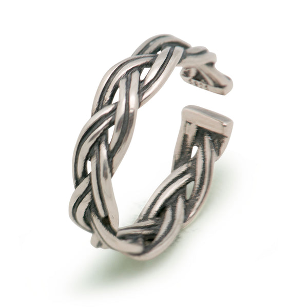 LOVCIA Adjustable 925 Sterling Silver Twist Rope Ring